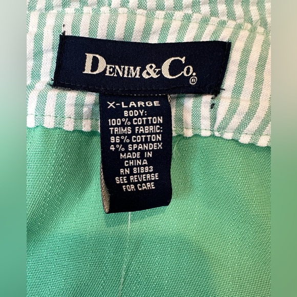 ✨NWT✨Denim & Co QVC Green Canvas Seersucker Zip Hooded Jacket Women’s XL - Picture 8 of 15